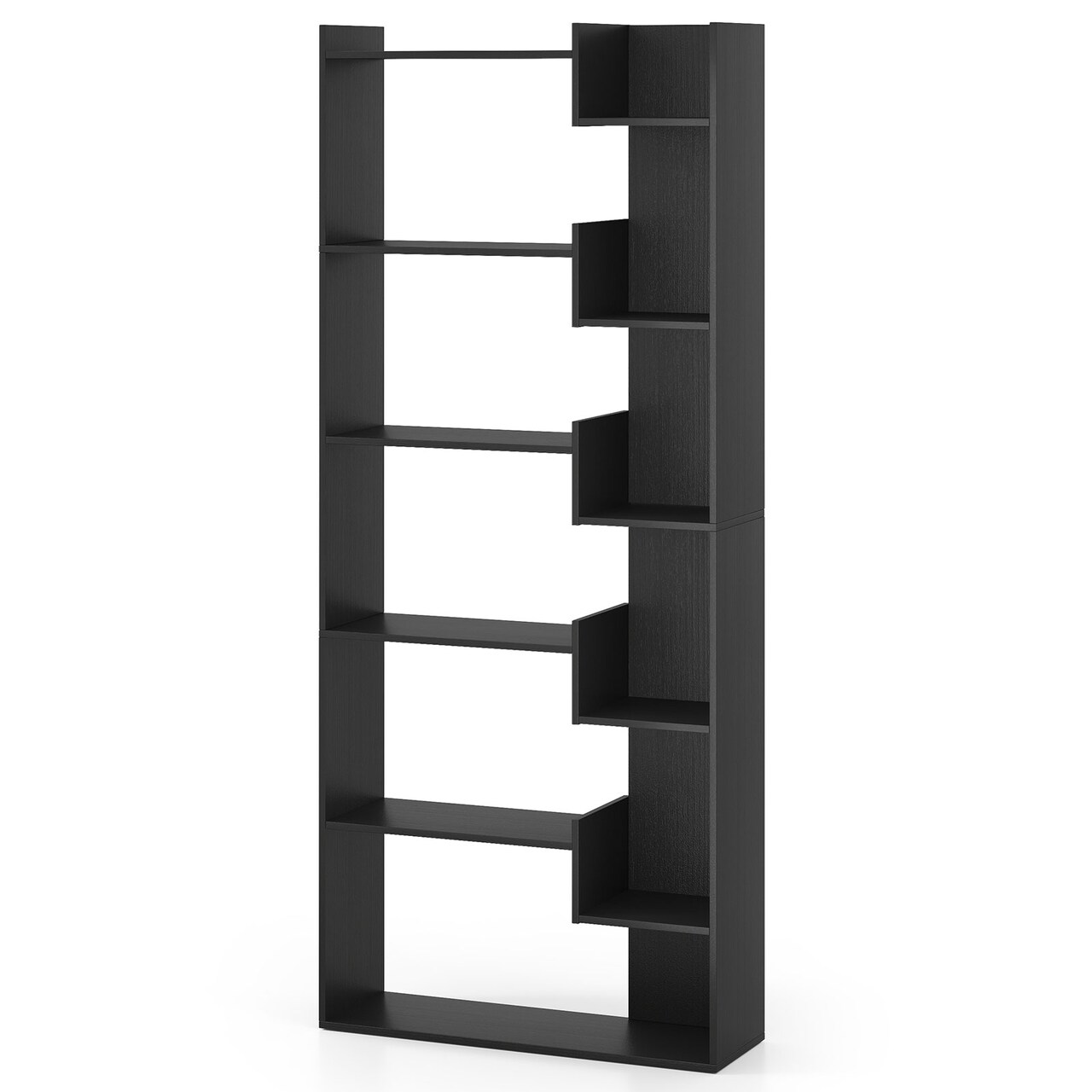 Costway 1/2 PCS 6-tier Bookshelf Tall Display Shelf with 11 Open Shelves 2 Anti-tipping Kits Black/Natural/White